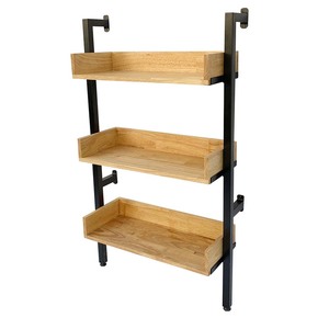 KTT68018 <b>Wall</b>-<b>Mounted</b> 3-Tier Storage <b>Shelf</b> with Iron Frame Rubberwood for Home Living Room - Product Image 4
