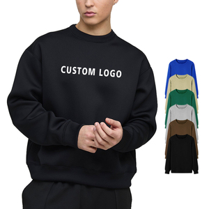 Sudaderas lisas básicas, sudadera bordada con cuello redondo, sudaderas con capucha personalizadas para hombre, sudaderas negras para hombre, mezcla de algodón - Product Image 2