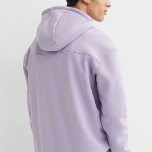 Oversized 100% Cotton Zipper <b>Hoodie</b> for Men Custom Print Solid Pattern Winter Thermal Fleece Material Basics <b>Hoodie</b> - Product Image 5