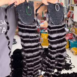 Queues de cheval prix de gros texture ondulée lâche de 100% cheveux humains vietnamiens - Product Image 3