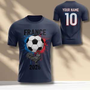 Maglia da tifoso unisex Francia 2026 WC, T-shirt grafica tricolore per il giorno della partita e feste di tifo, Regalo perfetto per i tifosi - Product Image 1