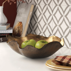 Bols à fruits et à salade artisanaux en cuivre en acier inoxydable avec motifs floraux bols à noix de surface en marteau pour comptoirs et table - Product Image 1