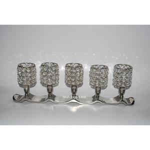 Boules d'argent tige cinq tasses cristal mariage candélabre de table pièce maîtresse pour mariage événement décoration fournitures - Product Image 3