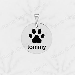 Meilleures ventes, pendentifs personnalisés en argent sterling 925 rhodié, logo de patte de chien gravé sur une pièce de 20 mm, cadeau chrétien pour femmes - Product Image 5