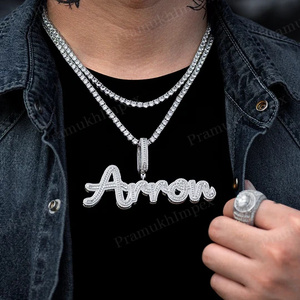 Alta calidad VVS Moissanite Diamond 925 Silver Hip Hop Iced Out Colgante de letra de nombre inicial Jai personalizado a precio asequible - Product Image 4