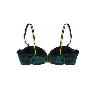Sujetador con estampado de cuadros azules para mujer, cómodo, inalámbrico, push-up, con ganchos ajustables, suave, de una pieza - Product Image 2
