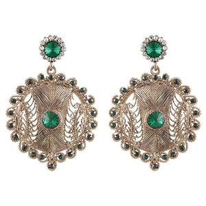 Pendientes colgantes chapados en oro de 18 quilates Kriaa Vintage, perla verde austriaca, diamante, oro rosa, forma de corazón, 1302032 para fiestas de bodas - Product Image 1