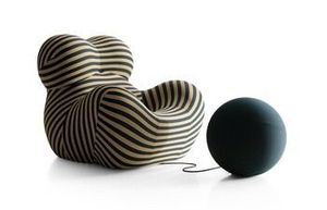 Canapé sectionnel contemporain à rayures Chaise longue Ball Ottoman Fauteuil d'appoint postmoderne pour hôtel Vie résidentielle - Product Image 2