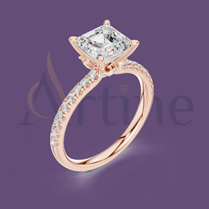 Anillos de Pareja de Estilo Étnico con Diamantes Cultivados en Laboratorio, Chapados en Oro de 10K, Corte Brillante Redondo, Juego Romántico - Product Image 1