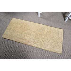 Vintage Small Rug 1.5x3.3 ft (45x102 cm), Turkish <b>Yellow</b> Moroccan <b>Wool</b> Rug - Product Image 4