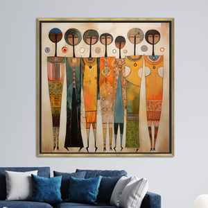 Impression sur toile élégante d'une femme africaine abstraite - Art mural ethnique imprimé sur toile encadrée or - Product Image 1