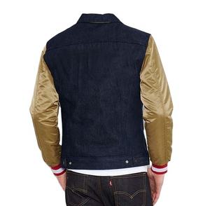 Veste universitaire en denim satiné 100% coton avec broderie personnalisée sur le devant, séchage rapide, respirante, hiver, grande taille pour hommes - Product Image 3