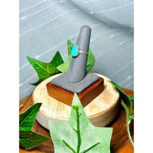 Navajo-Made Fine Jewelry Kingman Turquoise & Sterling <b>Silver</b> <b>Statement</b> <b>Ring</b> Size 6.75 for Everyday Wear - Product Image 3