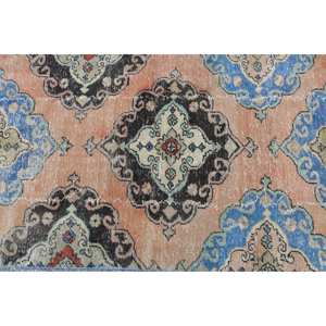 พรมตุรกีสีส้มน้ำเงิน9.4ft วินเทจ3ชิ้นแบบคลาสสิกหญ้าทะเลขนสัตว์สำหรับห้องโถงห้องยางรูปสี่เหลี่ยมผืนผ้า - Product Image 5