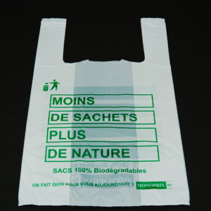 Bolsa de embalaje de camisetas bioplásticas biodegradables personalizadas, bolsas de plástico de compras compostables baratas hechas con materiales ecológicos - Product Image 1