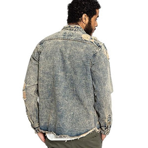 2023 gros mode Denim veste grande poche couleur unie décontracté belle veste de travail pour hommes Denim veste à partir de - Product Image 3