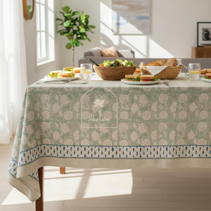 Nappe rectangulaire de luxe Khushboo en coton écologique 3mm/5mm, motif floral naturel, pour décoration intérieure, mariage, jardin, fête - Product Image 1
