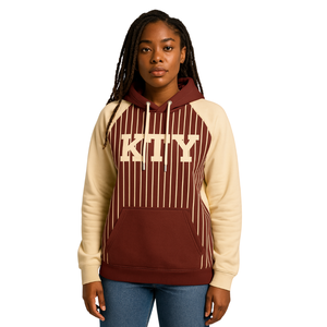 DST Delta Maroon Body Neutral Raglan Pinstripes Sudadera con capucha Mezcla de algodón Hermandad de mujeres griega Ropa HBCU Soror Sudadera con capucha Ropa - Product Image 1