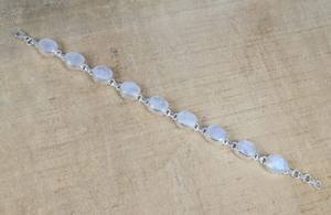 สร้อยข้อมือเงินสเตอร์ลิง925เหลี่ยมเพชรพลอยรุ้งมูนสโตนของขวัญคริสต์มาสสำหรับผู้หญิงของขวัญแต่งงานสำหรับเพื่อนเจ้าสาว - Product Image 4