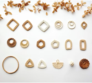 Woven Boho Jewelry Making Blanks <b>Accessories</b>, Rattan Earrings Supply with 100% Natural Materials From Manufacturer - Product Image 2