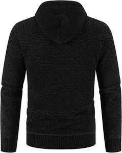 Haute qualité hommes sweat à capuche zippé hommes à capuche en peluche Plaid tricot cordon manteau pull chaud couleur unie vestes hauts - Product Image 1