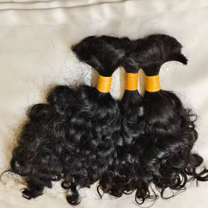 Máquina trenzadora de cabello de grado Remy a granel indio, paquetes de cabello humano sin procesar de doble trama, 100 gramos, peso personalizado, logotipo todo - Product Image 1