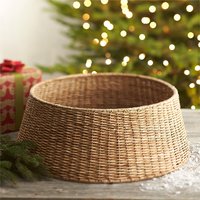 Bas prix arbre de noël collier panier tissé à la main jonc de mer arbres jupe couverture paniers en gros décoration de noël fournitures