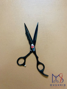 Ciseaux de barbier professionnels en acier inoxydable, revêtement noir, design unique, lame à pointe acérée, pour droitier, pour adulte - Product Image 1