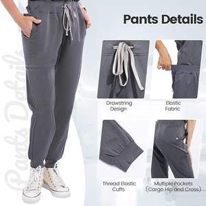 Conjunto de Uniforme Médico Unisex de Dos Piezas, Top con Cuello en V, Uniforme de Enfermería Elegante, 100% Algodón Elástico, Resistente a las Arrugas - Product Image 4