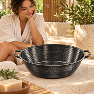 Bol de pédicure élégant noir en acier fait main pour spa, bain de pieds et massage – Meilleur prix – Bassin de spa pour pieds rond en cuivre martelé - Product Image 5
