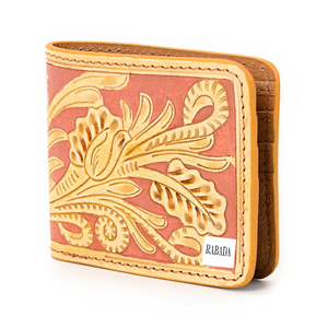 Característica de bloqueo RFID Moda occidental Cuero de vaca natural Tooled Hipster Wallet Hombres Cartera de cuero Fabricante OEM - Product Image 1