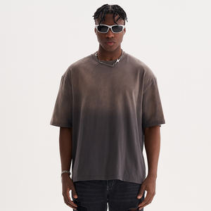 Camiseta de Algodón Grueso de 285 g/m² con Estampado Personalizado con Logotipo, Lavado Ácido, Desgastada, Decolorada por el Sol, Estilo Holgado, Corte Cuadrado, Ropa Urbana para Hombre - Product Image 2