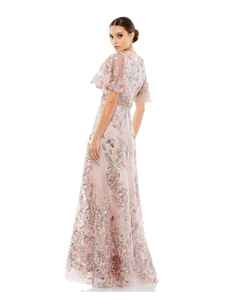 Robe de bal trapèze, robe de soirée perlée faite à la main avec technique de broderie, en tulle, motif uni pour les fêtes - Product Image 6