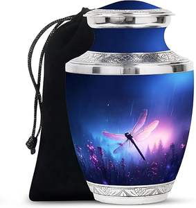 Dragonfly Blue <b>Mini</b> Cremation <b>Urns</b> <b>for</b> Human <b>Ashes</b> Flowers Keepsake <b>Urns</b> <b>for</b> Small Set of 4 Large Funeral <b>Urn</b> Size 10&3 Inch - Product Image 1