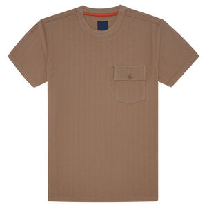 Personalizable de alta calidad 100% algodón de punto Camel textura cuello redondo Camiseta ecológica Casual Logo transpirable hombres camiseta - Product Image 1