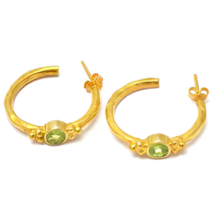 Round Shape Peridot Gemstone Stud Dangle <b>Earrings</b> 925 Sterling <b>Silver</b> Gold Plated Jewelry Fashionable <b>Earring</b> For Wedding Gift. - Product Image 4