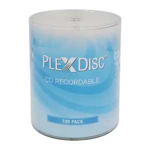 CD-R PlexDisc 700MB 52X Hub Inkjet putih dapat dicetak Media perekam-100pk (tanpa wadah), 100 cakram