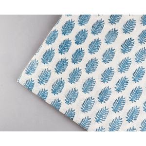 Floral Aqua Blue 100% Cotton Quilting Fabric by the Yard Indian Hand Block Printed Fabric <b>for</b> Womens Clothings - Product Image 2