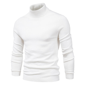 Pull à col roulé en tricot pour hommes Prix bon marché Pull à col haut Offre Spéciale pour hommes Col haut blanc pour hommes Hiver - Product Image 3