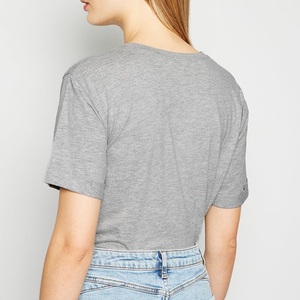 Nueva moda 100% algodón orgánico mujeres Crop Top camisetas de gran tamaño gris camisetas sudaderas mujeres Anti Shrunk camiseta ropa deportiva - Product Image 1