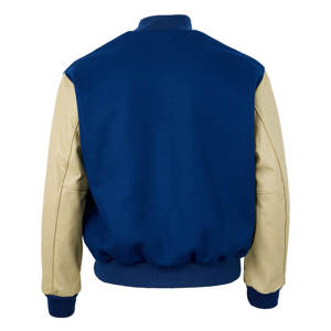 Chaqueta de vuelo con mangas de cuero genuino deportivo informal de talla grande, chaquetas de béisbol con letras de lana y solapa personalizadas - Product Image 2