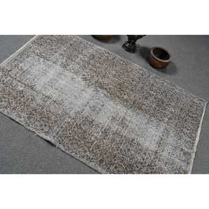 พรมตุรกีโบราณ3.8 x 6.2ft ขนแกะสีเบจสีเทาทำด้วยมือผืนใหญ่สี่เหลี่ยมผืนผ้าลายเย็บปะติดปะต่อกันสำหรับห้องโถงห้องยางพารารุ่นใหม่ - Product Image 4