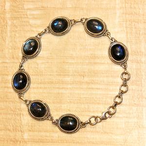 Pulsera de estilo bohemio de Plata de Ley 925 hecha a mano con piedras preciosas naturales labradorita piedra de cristal curativa regalo para fanáticos - Product Image 3