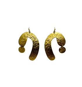 Boucles d'oreilles en laiton naturel martelé 100% Collection vente directe d'usine boucles d'oreilles de mode Design classique - Product Image 1