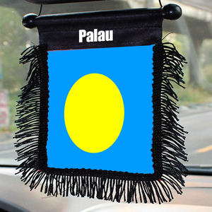 Bandiera <span class=keywords><strong>Palau</strong></span>, Stendardo da Appendere allo Specchietto Retrovisore dell'Auto - Product Image 1