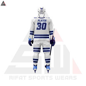 Conjuntos de uniformes de hockey sobre hielo Unisex hechos a medida de alta calidad, logotipo cómodo, Kit de equipo OEM impreso sublimado para adultos 100% - Product Image 5
