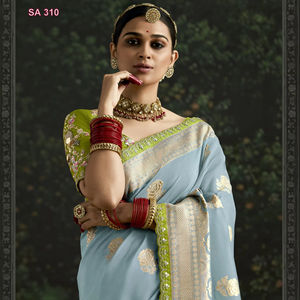 Indian Designer Soft <b>Silk</b> Saree Beautiful Traditional Work Design Pakistani Style Wedding Party Wear Soft <b>Silk</b> Wedding Dress - Product Image 1