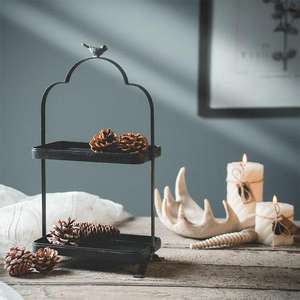 อุปกรณ์จัดระเบียบชั้นเหล็กตกแต่งวินเทจพร้อมการเน้นเสียงนกที่เก็บของหรูหราสำหรับจัดแสดงที่บ้านและขายปลีก - Product Image 1