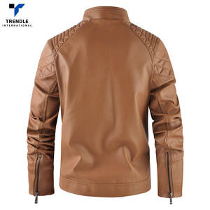 Blousons d'hiver en cuir pour hommes, fabriqués au Pakistan, à col montant fin, avec logo frontal, haute qualité, style urbain, respirants - Product Image 2