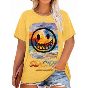 Camisetas de LICRA impresas transpirables personalizadas para mujer, ropa de calle holgada de gran tamaño - Product Image 5